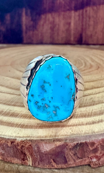 ALVERY SMITH NAVAJO Blue Turquoise Ring  • Size 12