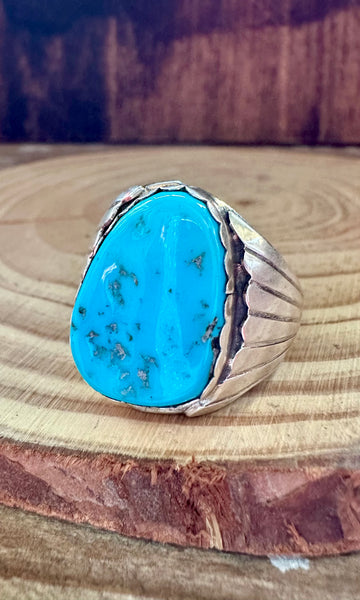 ALVERY SMITH NAVAJO Blue Turquoise Ring  • Size 12