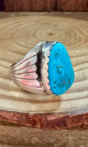 ALVERY SMITH NAVAJO Blue Turquoise Ring  • Size 12