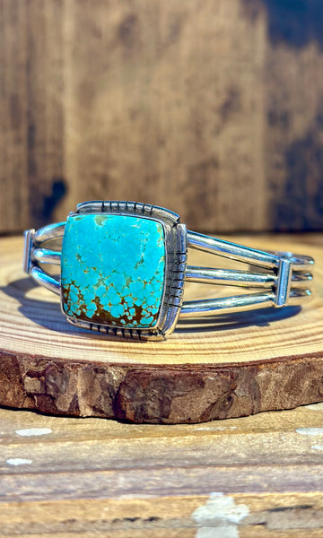 SAMSON ETSITTY Navajo Turquoise & Sterling Silver Cuff 26C07 • 28g