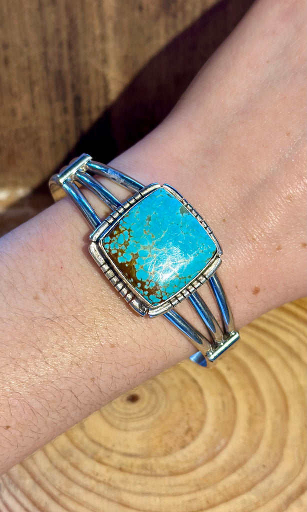 SAMSON ETSITTY Navajo Turquoise & Sterling Silver Cuff 26C07 • 28g