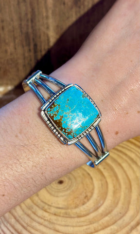 SAMSON ETSITTY Navajo Turquoise & Sterling Silver Cuff 26C07 • 28g