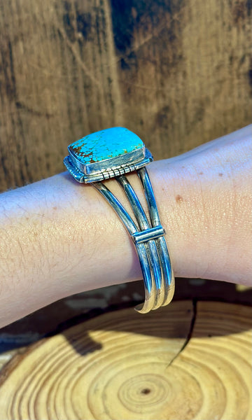 SAMSON ETSITTY Navajo Turquoise & Sterling Silver Cuff 26C07 • 28g