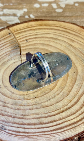 MARLENE HALE NAVAJO Vintage Silver & Red Coral Ring 26R14 • Size 11