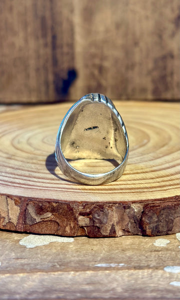 VINTAGE ZUNI 60s/70s Multi-Stone Silver Men's Ring 26R15 • Size 11