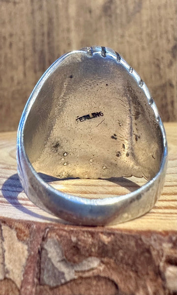 VINTAGE ZUNI 60s/70s Multi-Stone Silver Men's Ring 26R15 • Size 11