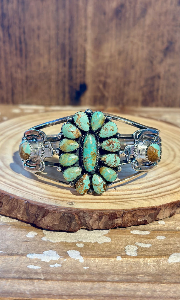 JIMMY GARCIA NAVAJO Turquoise & Silver Thunderbird Cuff 26C06 • 44g