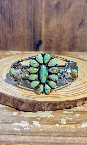 JIMMY GARCIA NAVAJO Turquoise & Silver Thunderbird Cuff 26C06 • 44g