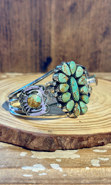 JIMMY GARCIA NAVAJO Turquoise & Silver Thunderbird Cuff 26C06 • 44g