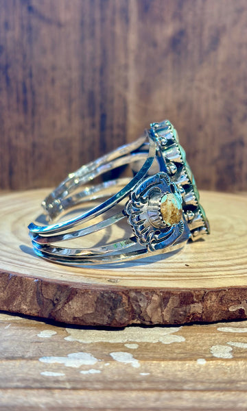 JIMMY GARCIA NAVAJO Turquoise & Silver Thunderbird Cuff 26C06 • 44g