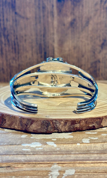 JIMMY GARCIA NAVAJO Turquoise & Silver Thunderbird Cuff 26C06 • 44g