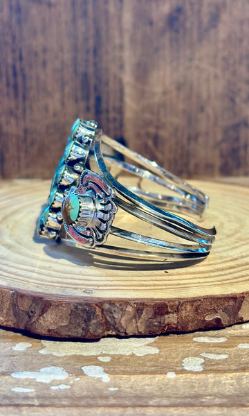 JIMMY GARCIA NAVAJO Turquoise & Silver Thunderbird Cuff 26C06 • 44g