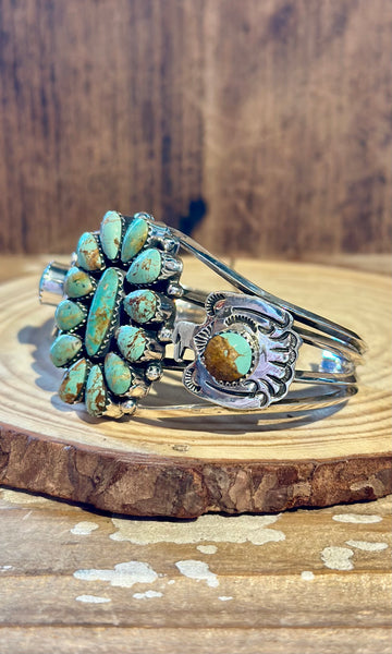 JIMMY GARCIA NAVAJO Turquoise & Silver Thunderbird Cuff 26C06 • 44g