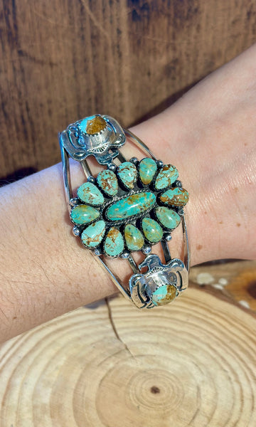 JIMMY GARCIA NAVAJO Turquoise & Silver Thunderbird Cuff 26C06 • 44g