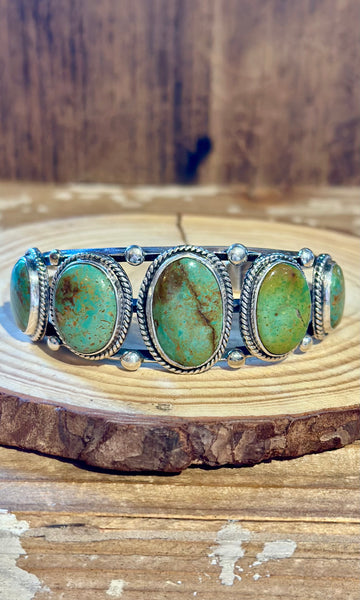 J. BEGAY NAVAJO Turquoise and Sterling Silver Cuff 26C05 • 38g