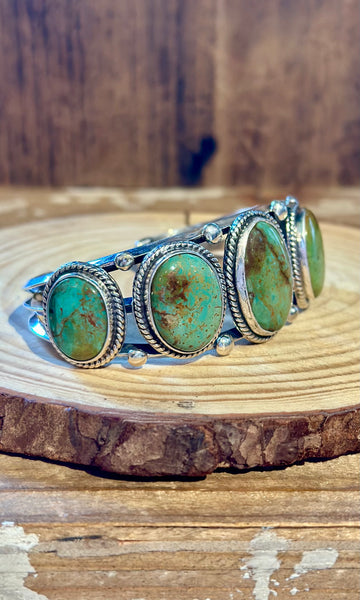 J. BEGAY NAVAJO Turquoise and Sterling Silver Cuff 26C05 • 38g