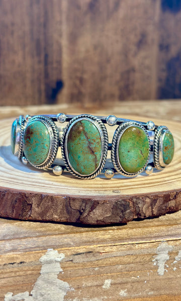 J. BEGAY NAVAJO Turquoise and Sterling Silver Cuff 26C05 • 38g