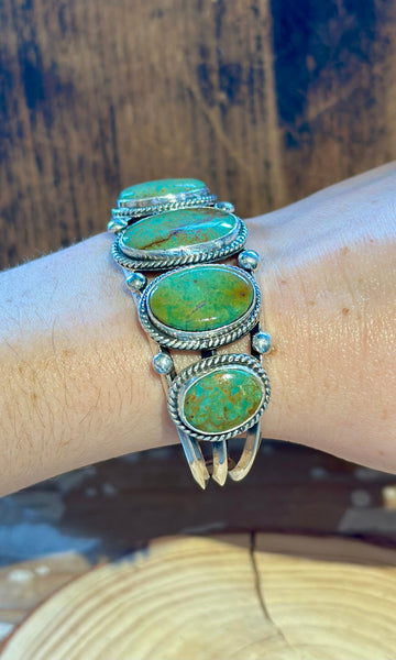 J. BEGAY NAVAJO Turquoise and Sterling Silver Cuff 26C05 • 38g