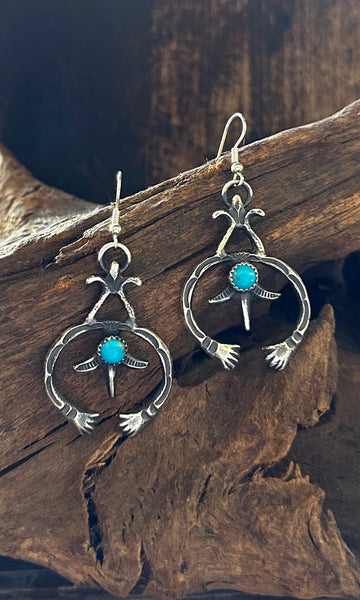 NAJA HANDS Navajo Sterling Silver and Turquoise Statement Earrings