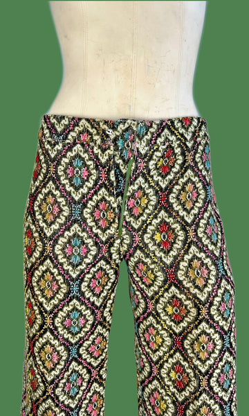 TAPESTRY PANTS Vintage 60s Bell Bottoms • Small