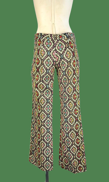 TAPESTRY PANTS Vintage 60s Bell Bottoms • Small