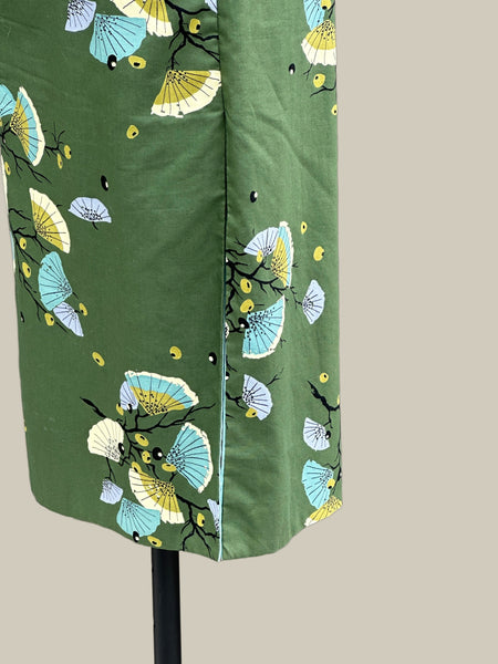 FAN FAVORITE 50s Green Cheongsam Style Dress • Small