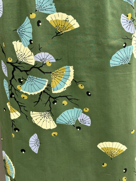 FAN FAVORITE 50s Green Cheongsam Style Dress • Small