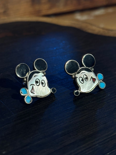 SULLIVAN SHEBOLA 1970s Zunitoons Mickey Mouse Stud Earrings