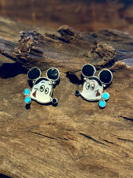 SULLIVAN SHEBOLA 1970s Zunitoons Mickey Mouse Stud Earrings
