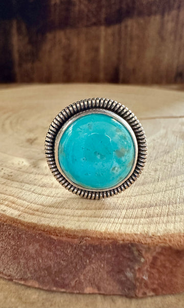 PACIFIC OCEAN Turquoise and Sterling Silver and Ring • Size 7 1/2