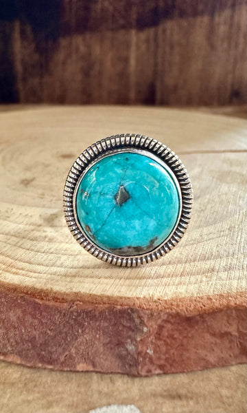 ATLANTIC OCEAN Turquoise and Sterling Silver and Ring • Size 5 1/2