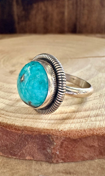 ATLANTIC OCEAN Turquoise and Sterling Silver and Ring • Size 5 1/2