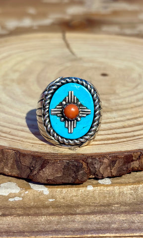 GABBY JURADO NAVAJO Zia Sun Symbol Silver Ring 26R26 • Size 5 1/2