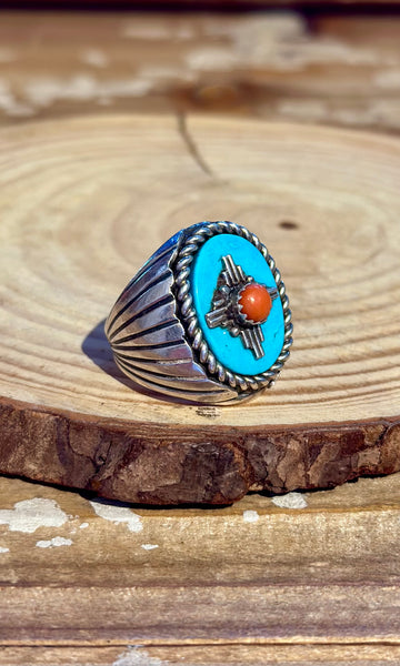 GABBY JURADO NAVAJO Zia Sun Symbol Silver Ring 26R26 • Size 5 1/2