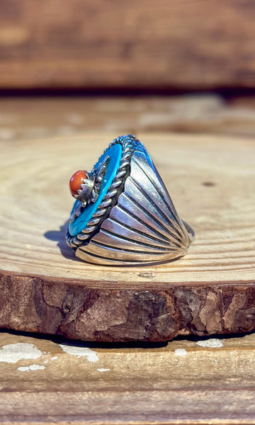 GABBY JURADO NAVAJO Zia Sun Symbol Silver Ring 26R26 • Size 5 1/2