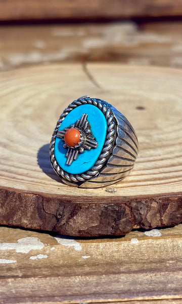 GABBY JURADO NAVAJO Zia Sun Symbol Silver Ring 26R26 • Size 5 1/2