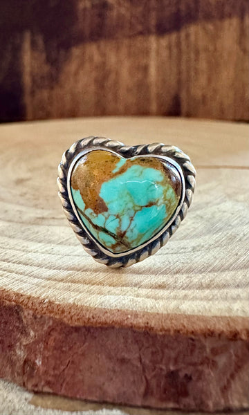 ADJUSTABLE TURQUOISE HEART Ring