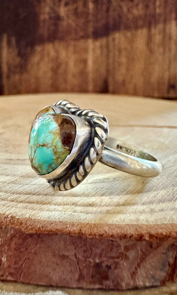 ADJUSTABLE TURQUOISE HEART Ring