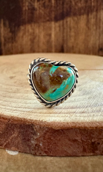 ADJUSTABLE TURQUOISE HEART Ring