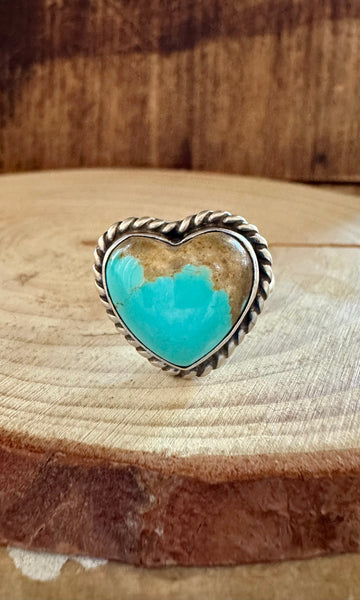 ADJUSTABLE TURQUOISE HEART Ring