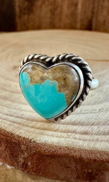 ADJUSTABLE TURQUOISE HEART Ring