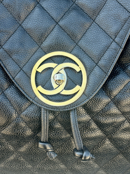 CHANEL 80s 90s Lambskin Quilted Leather Cavier Backpack