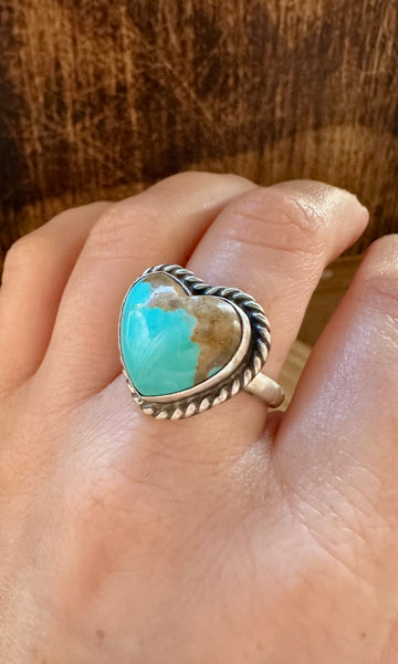 ADJUSTABLE TURQUOISE HEART Ring