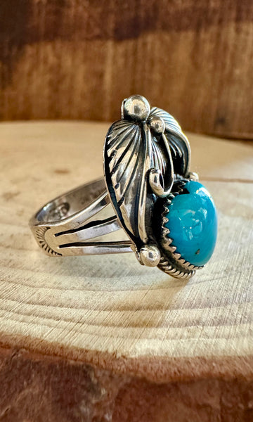 BLUE CORAZON J. Piaso Jr Sterling Silver Turquoise Heart Ring • Sizes 8, 9 1/4