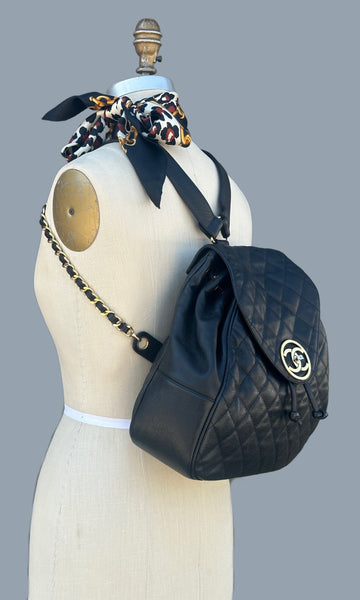 CHANEL 80s 90s Lambskin Quilted Leather Cavier Backpack