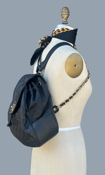 CHANEL 80s 90s Lambskin Quilted Leather Cavier Backpack