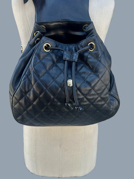 CHANEL 80s 90s Lambskin Quilted Leather Cavier Backpack