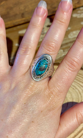 BELL TRADING POST Vintage 40s/50s Turquoise & Silver Men's Ring 26R27 • Size 11
