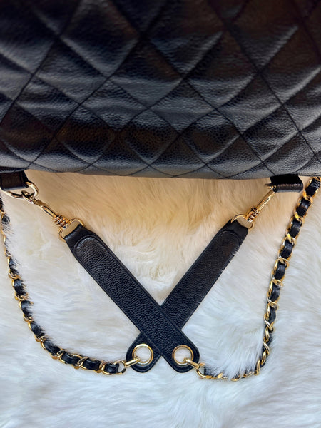 CHANEL 80s 90s Lambskin Quilted Leather Cavier Backpack