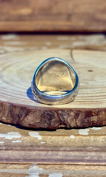 BELL TRADING POST Vintage 40s/50s Turquoise & Silver Men's Ring 26R28 • Size 8.5